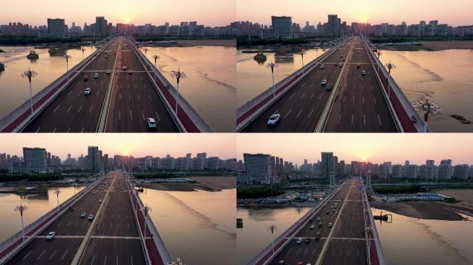 4K航拍临沂市北京路桥风景