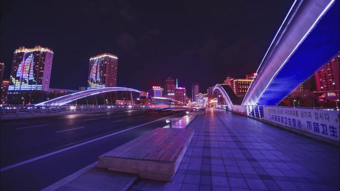 大范围 城市夜景 车流延时