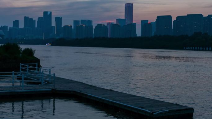 游船晚霞夜景浑河码头富民桥