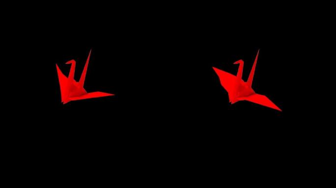 红色折纸纸鹤单只带alpha视频素材