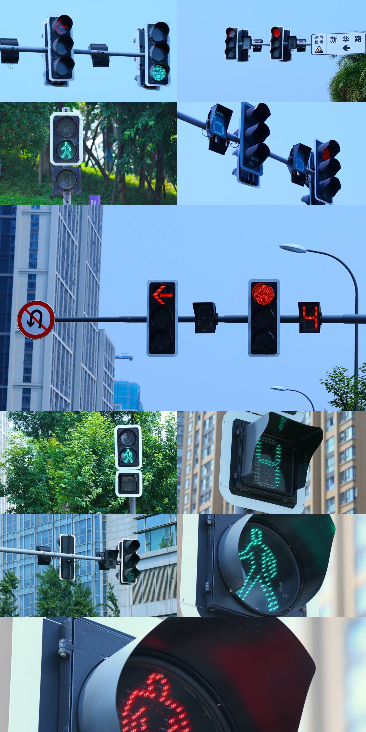 大量红绿灯实拍视频素材 路灯空镜头