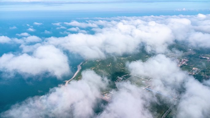【4K】长岛月亮湾航拍云层延时摄影