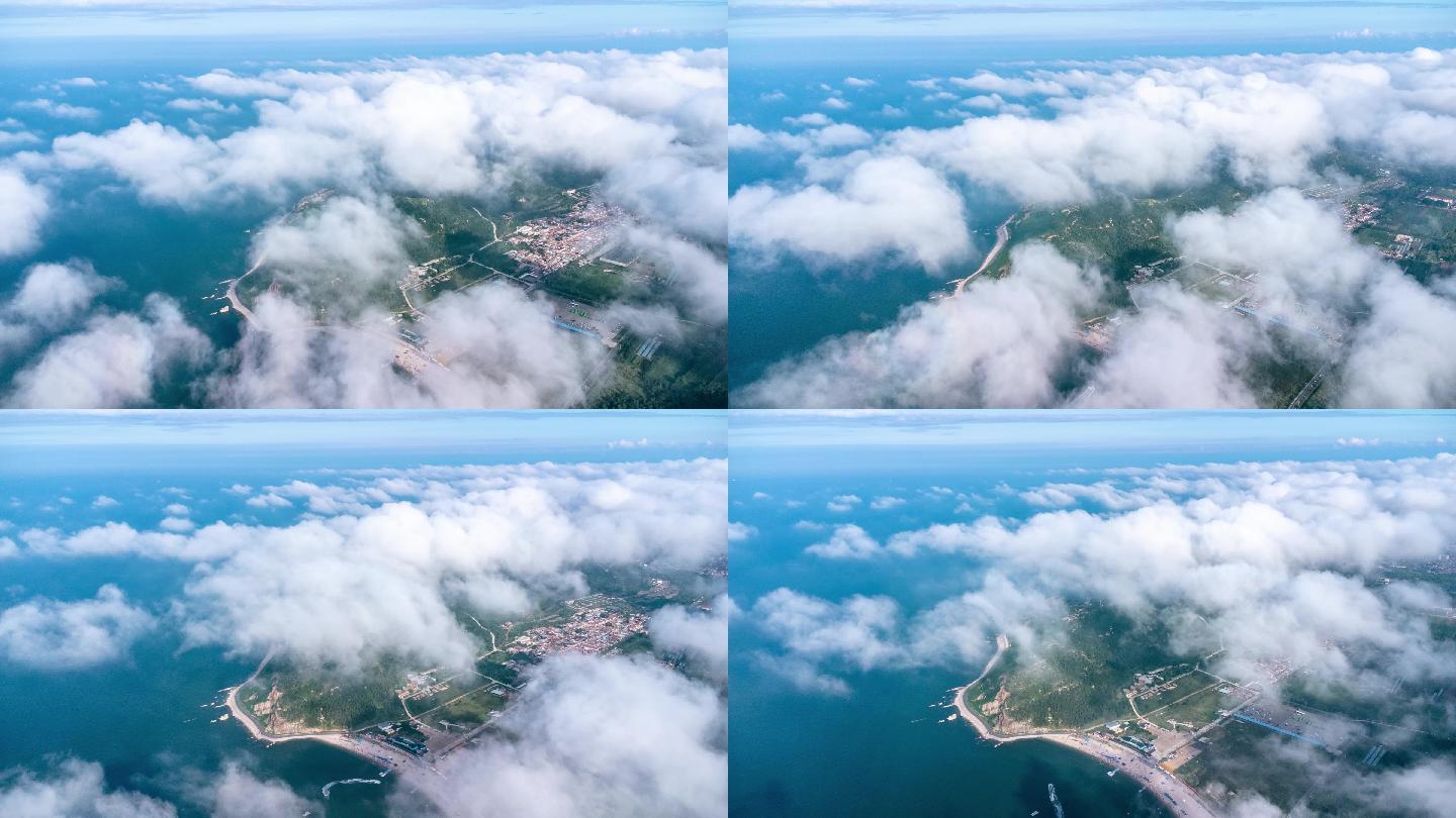 【4K】长岛月亮湾航拍云层延时摄影