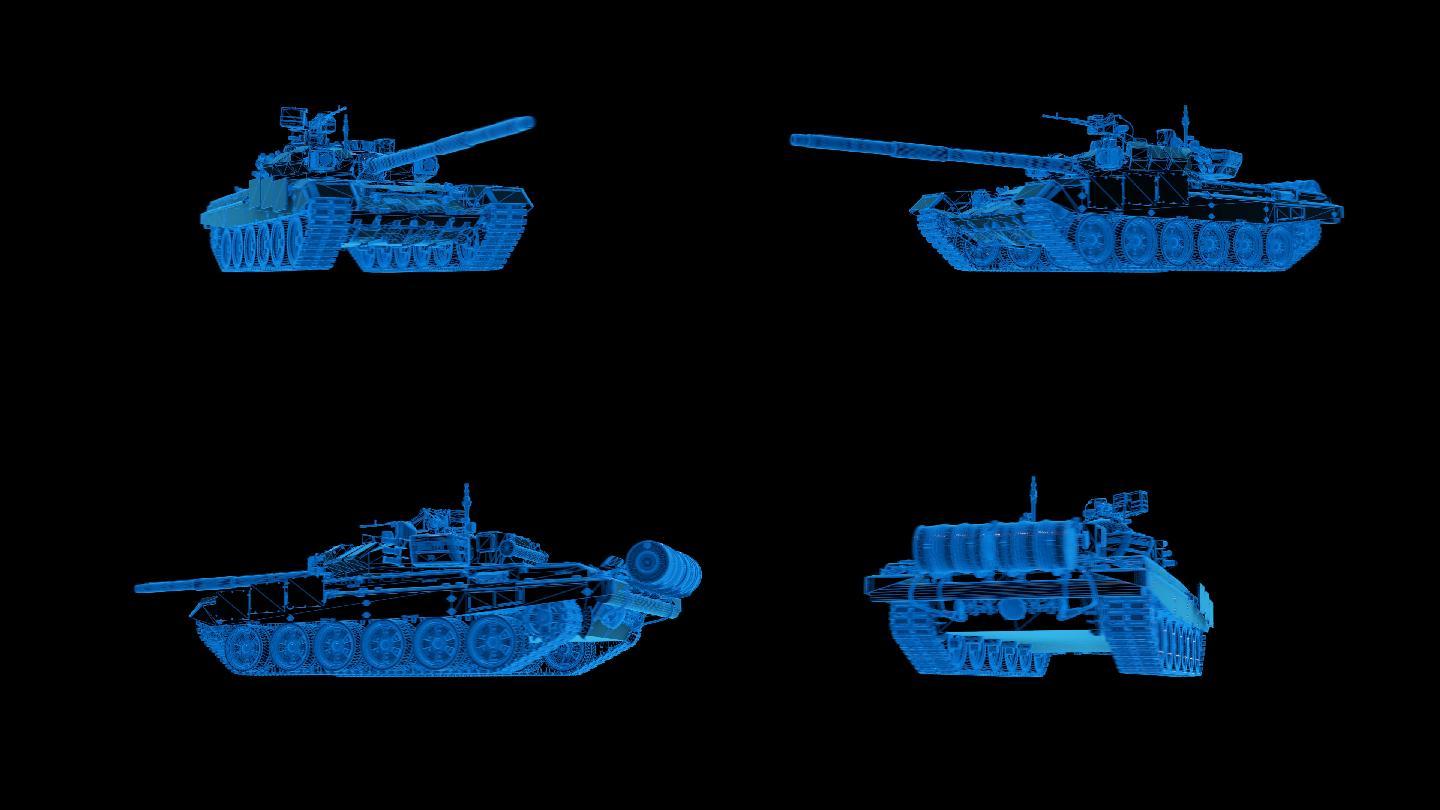 蓝色科技线条全息坦克透明通道素材