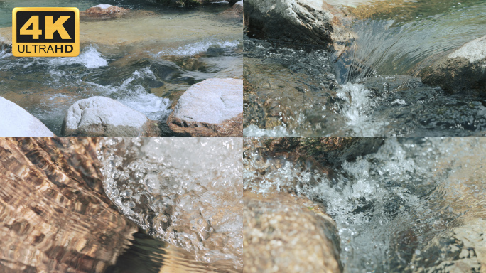 【4K】美酒河水流山泉水清澈溪流流水特写