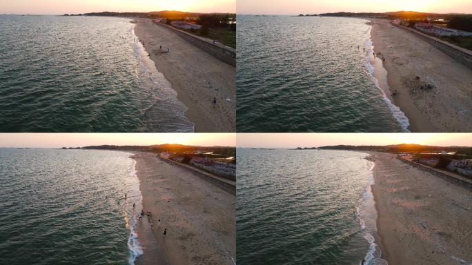 日落海滩航拍