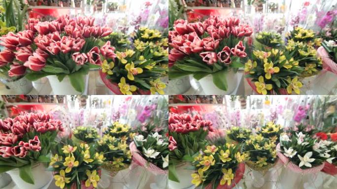 鲜花和花店布置，跟踪拍摄