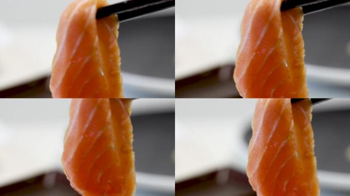 日本美食料理三文鱼片刺身