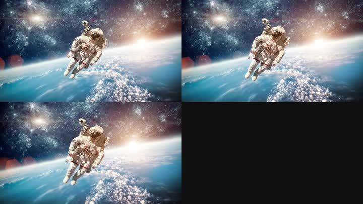 太空人在外太空对地球的背景