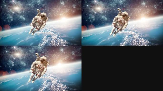 太空人在外太空对地球的背景