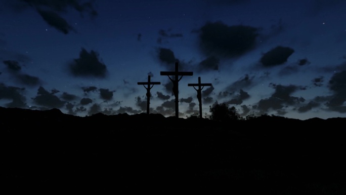 耶稣在十字架上，橄榄草地，永恒的日出