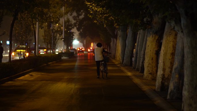 骑自行车 背影 骑车背影 马路行人 孤独