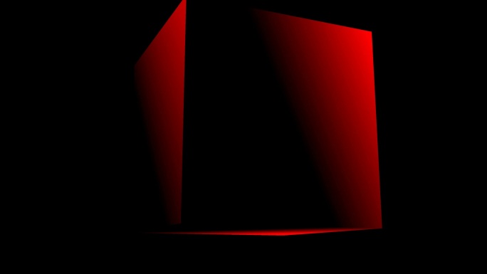 红色立方体在黑暗中缓慢旋转