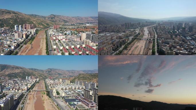 甘肃武山县城航拍素材合集4k