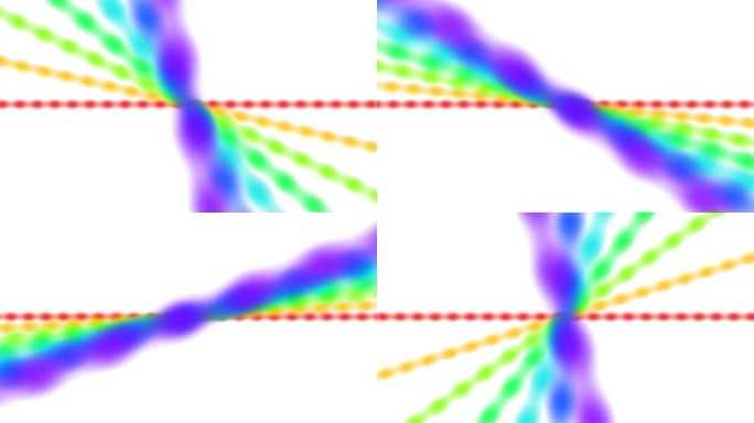 由斑点组成的彩色线条，在白色背景上缓慢旋转。