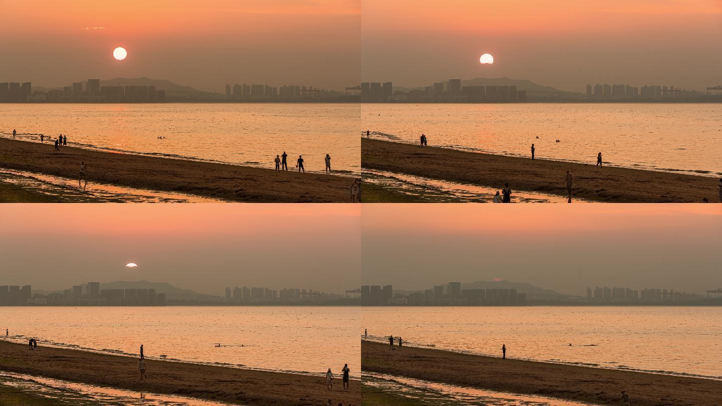 【4K】海边沙滩落日延时摄影