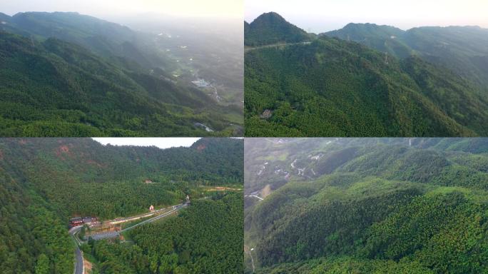 航拍永川茶山竹海日落