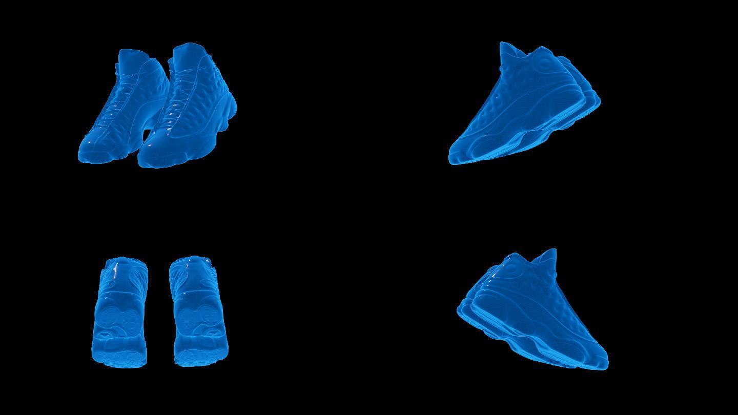 蓝色科技线条篮球鞋透明通道素材