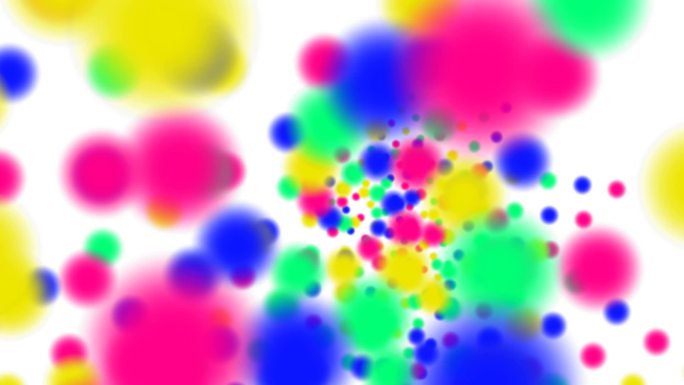 全彩色球体在白色背景上沿螺旋旋转