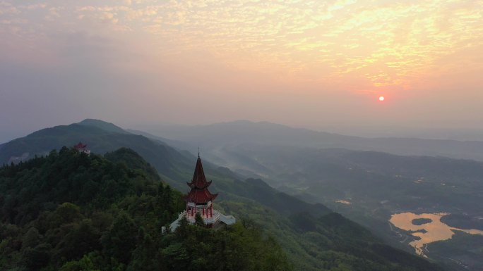 航拍茶山竹海日出