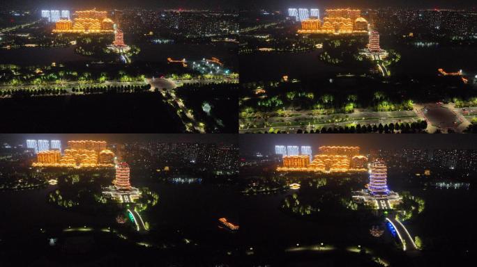 淄博齐盛湖夜景空镜