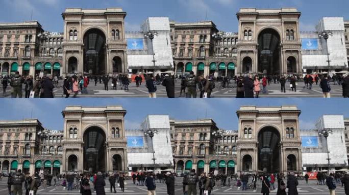 米兰维克托·伊曼纽尔画廊入口和凯旋门