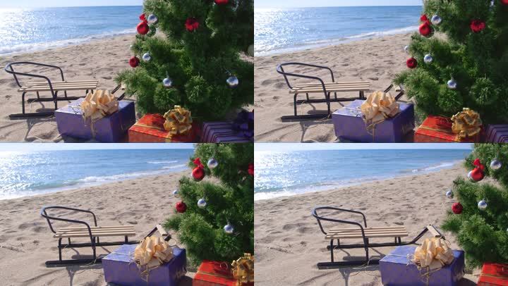 多莉：海滩度假胜地的圣诞节背景