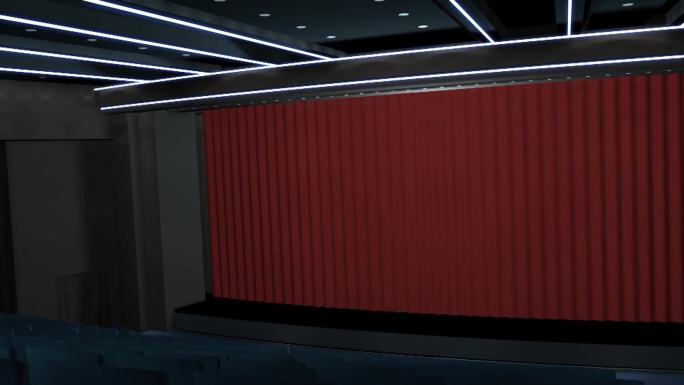 电脑生成的绿色影院入口动画。高清1080P。