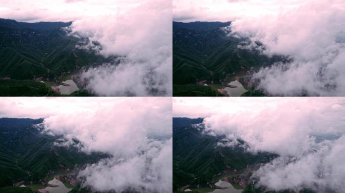 河南太行山山脉夏日云海晚霞航拍4k