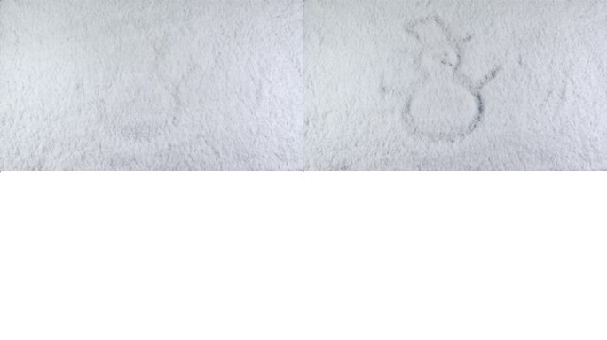 雪人用哑光画在雪背景上