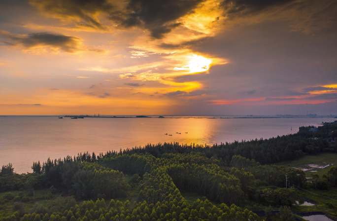 海边空镜航拍日落延时日出大气风光