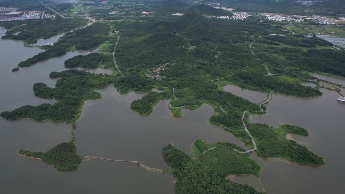 航拍国内山水湖泊