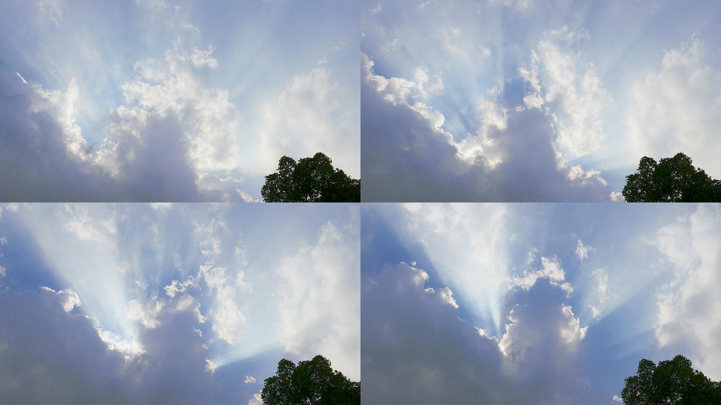 太阳从云层中穿透出产生的光束
