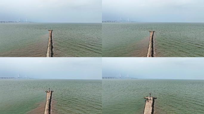 【可商用】上海长兴岛丁字坝长江大桥航拍