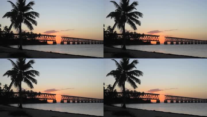日落时位于佛罗里达群岛巴伊亚