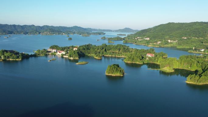 航拍湖南岳阳的千岛湖--铁山水库