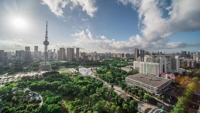 佛山地标岭南明珠日出大气延时