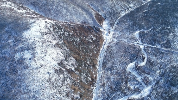 航拍大兴安岭寒区山林雪景