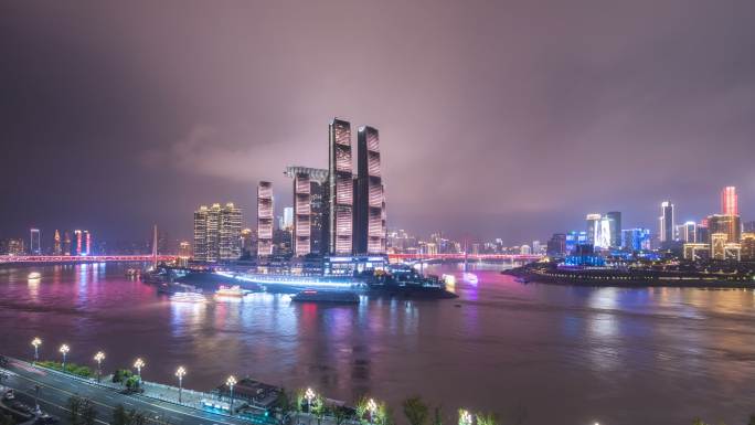 重庆朝天门两江夜游延时