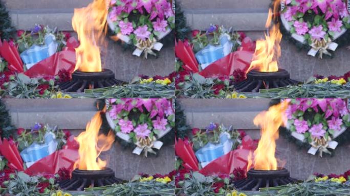 克里米亚塞瓦斯托波尔英勇防御纪念碑上燃烧的永恒火焰