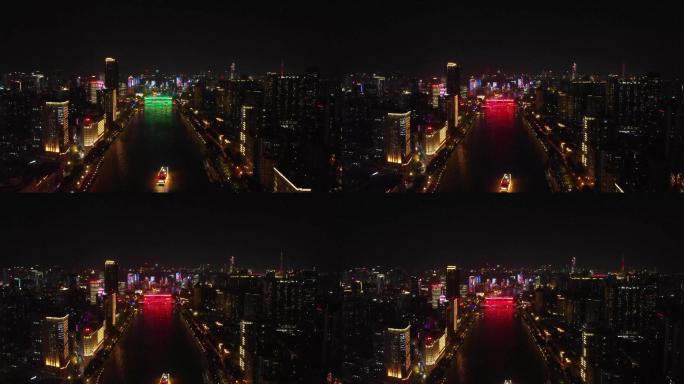 广州珠江夜游航拍