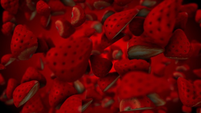 漂浮在太空中的草莓碎片