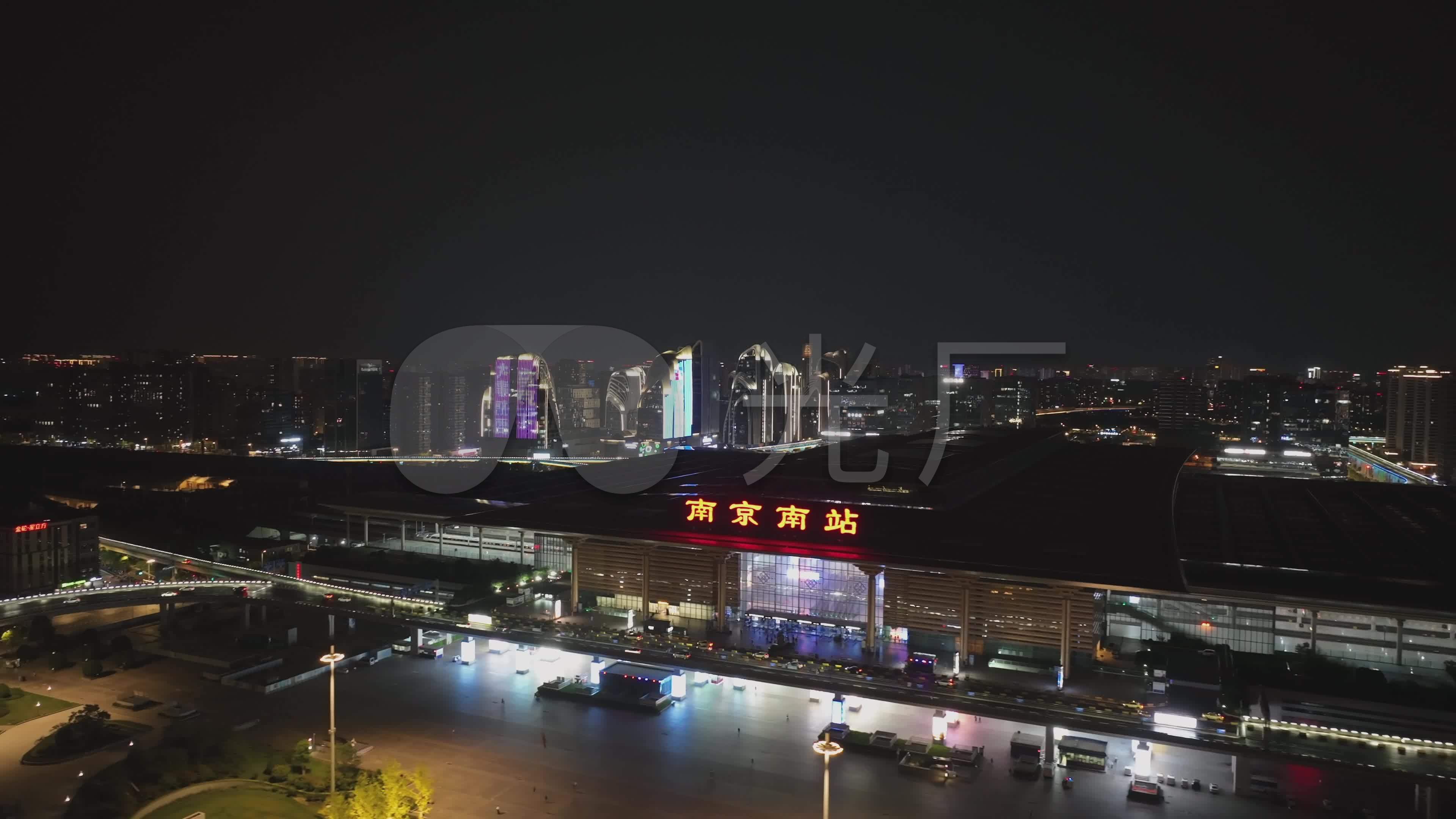 4K航拍南京地标南京南站高铁站视频特效素材-千库网