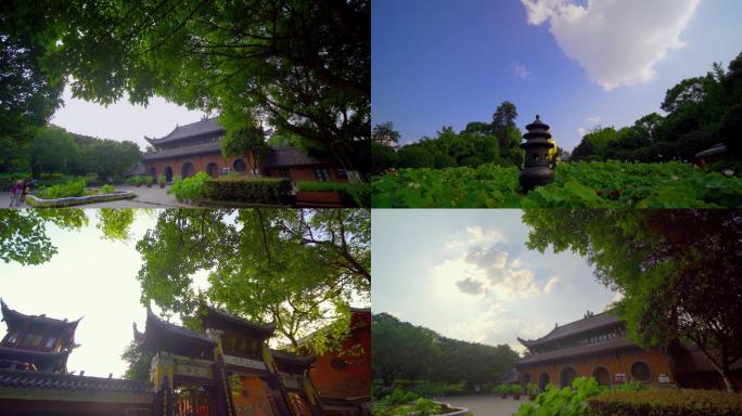 重庆华岩寺中式建筑传统文化荷叶荷花佛像