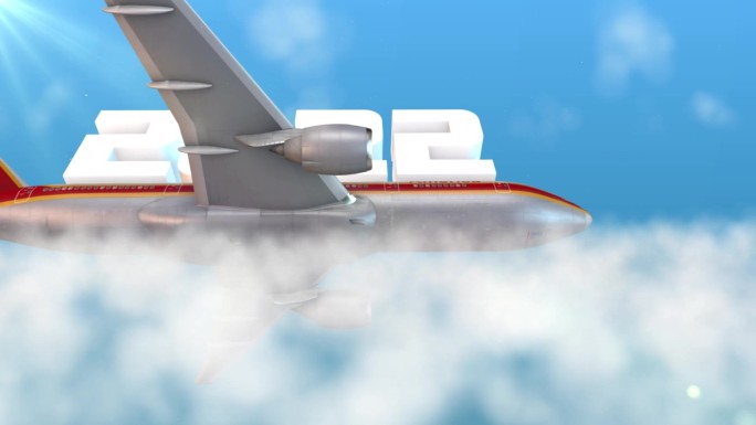 E3D飞机穿越云层文字3D主题模板