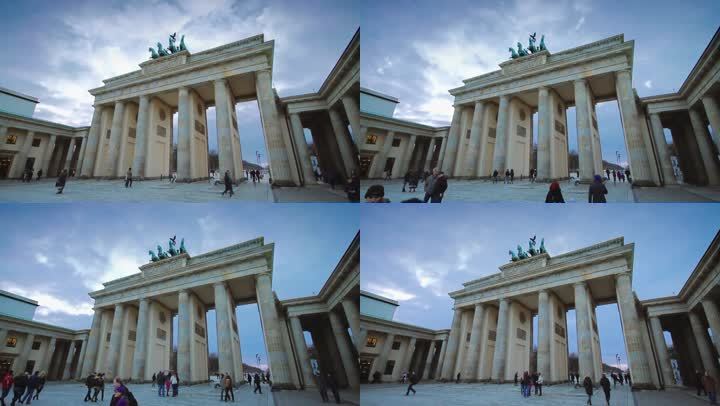 柏林勃兰登堡门的延时视图德国最著名的地标之一
