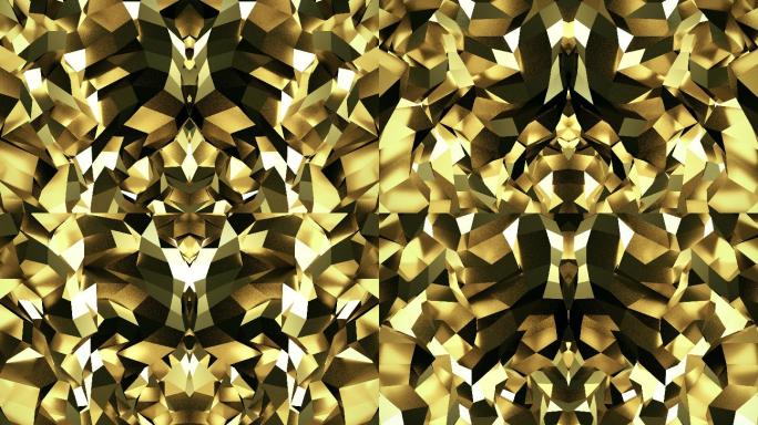【4K时尚背景】几何黑金璀璨镜像抽象图形