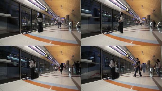 迪拜——4月25日：迪拜地铁载客。世界上最舒适的地铁。高清视频