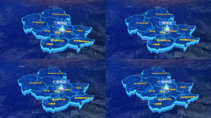 双桥区蓝色三维地图科技感