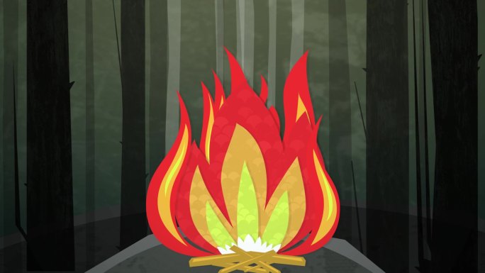 动态图形动画使用剪纸样式的元素来演示树林中的营火。高清1080P和环路就绪。这是一套简单的剪纸风格的